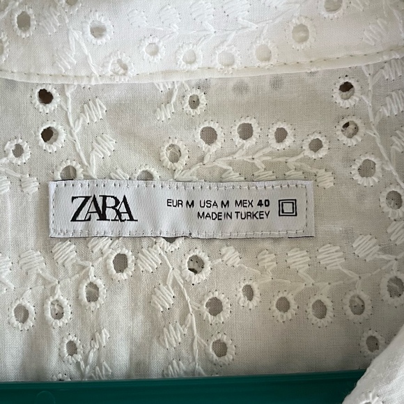 Zara White Eyelet Blouse - Picture 3 of 3